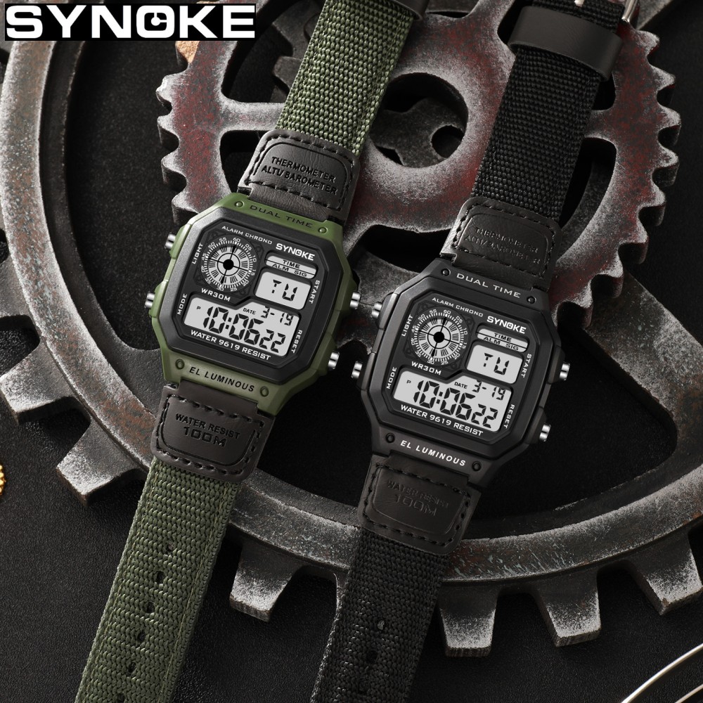 Canvas Strap Watch - Synoke Açık Askeri dijital saat Erkekler