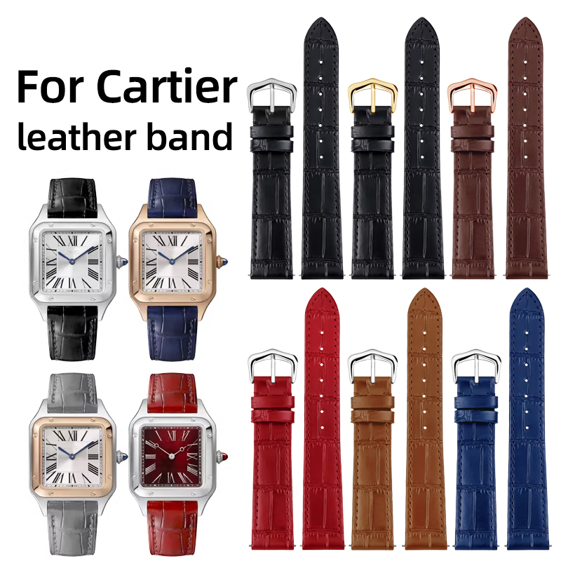 Cartier Watch Santos - 15mm 17mm 18mm 20mm Hakiki Deri