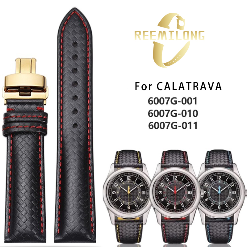 Patek Philippe Watch Calatrava - Karbon fiber hatları inek derisi saat