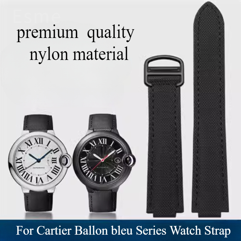 Cartier Watch Ballon Bleu - Orijinal Black Bay Naylon saat kayışı
