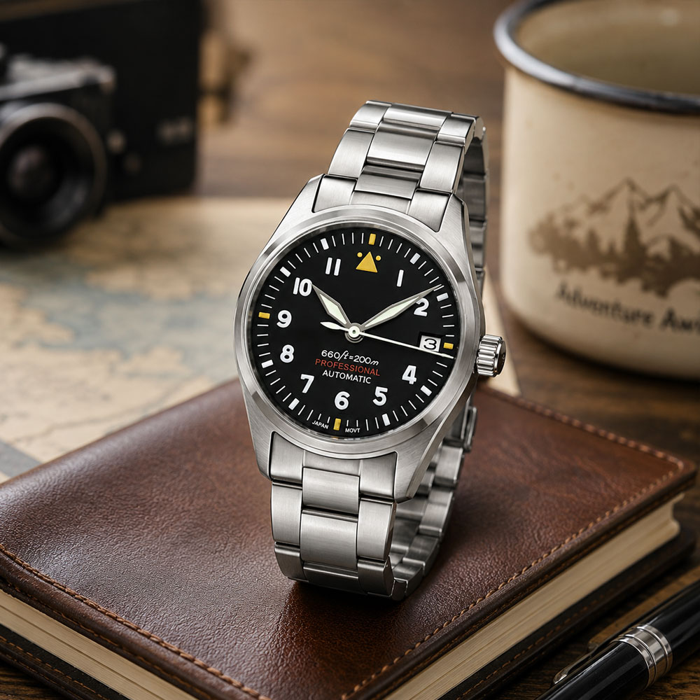 Özel LOGO 36mm 39mm Pilot Saat - Stainless Bracelet Diver incelemesi ve fiyatı